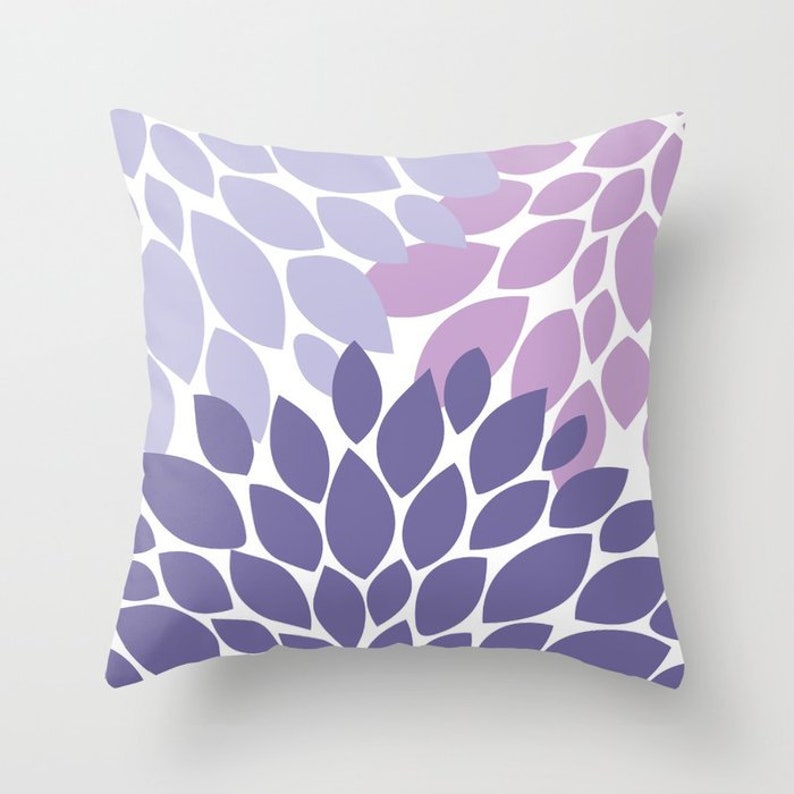 Purple Flower Pillow Decorative Pillow Floral Pillow Cover Etsy