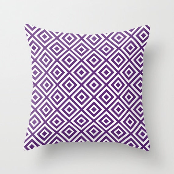 Diamond Pattern Geometric Pillow Cover Purple Violet Etsy