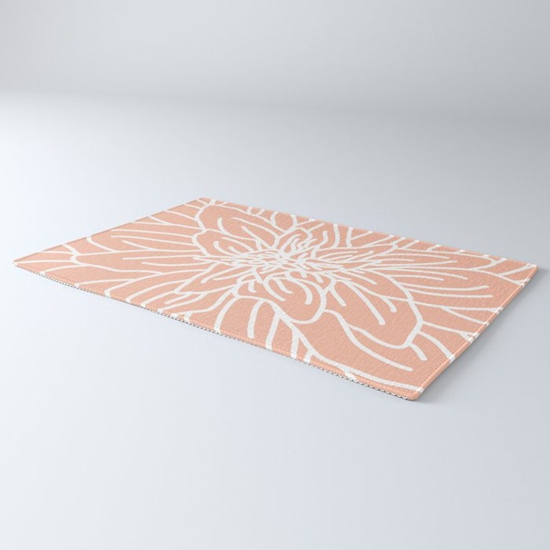 Peach Area Rug Abstract Flower Area Rug Modern Flower Rug - Etsy