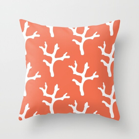 Coral Pillow Cover Coral Throw Pillow Cover Coral Branch Etsy
