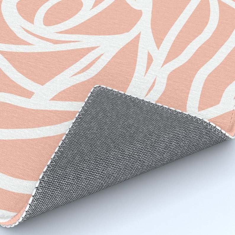 Rose Area Rug - Modern Flower Rug - Peach and White - Pastel Nursery ...