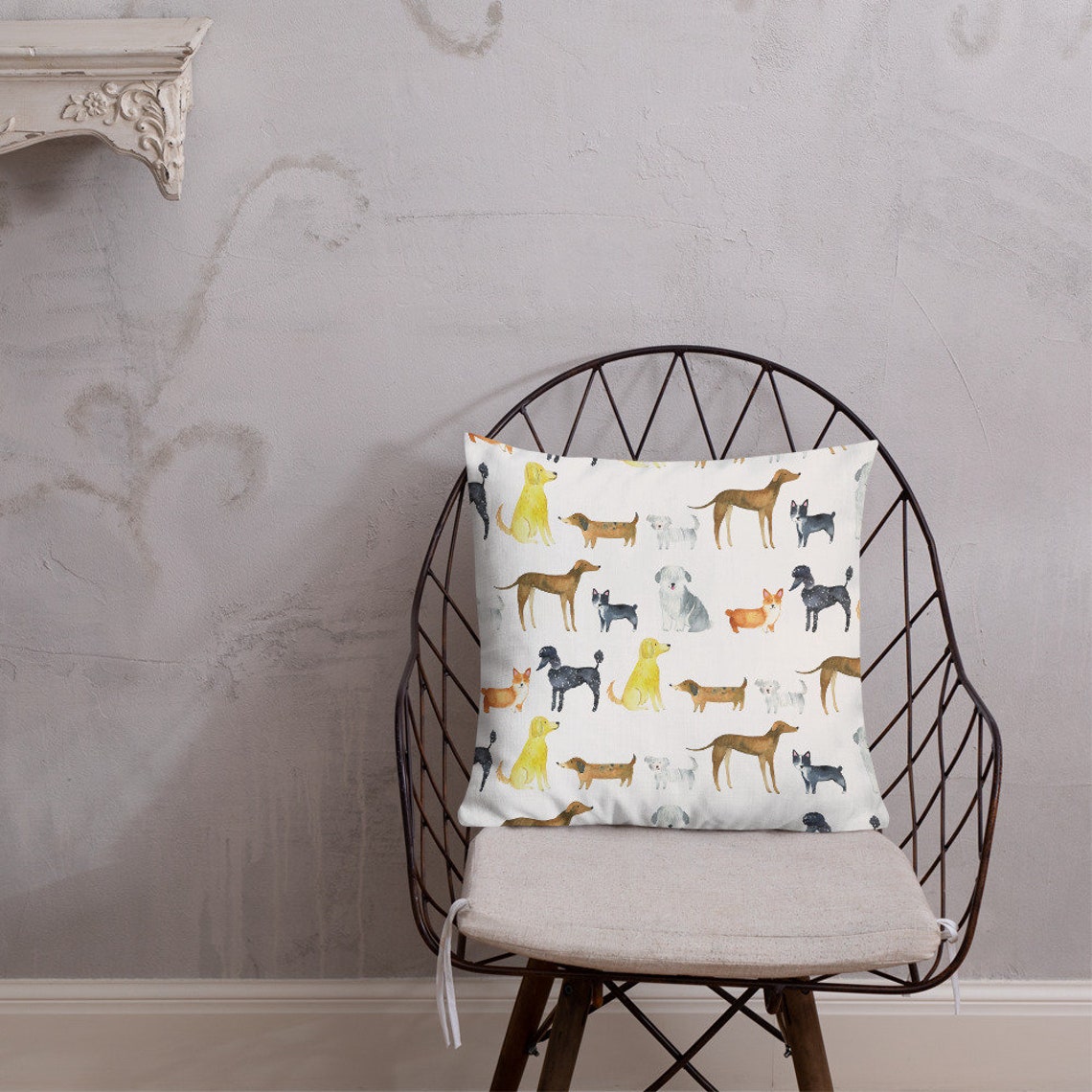 Dogs Pillow Dog Print Throw Pillow Pillow With Dog Breeds Etsy