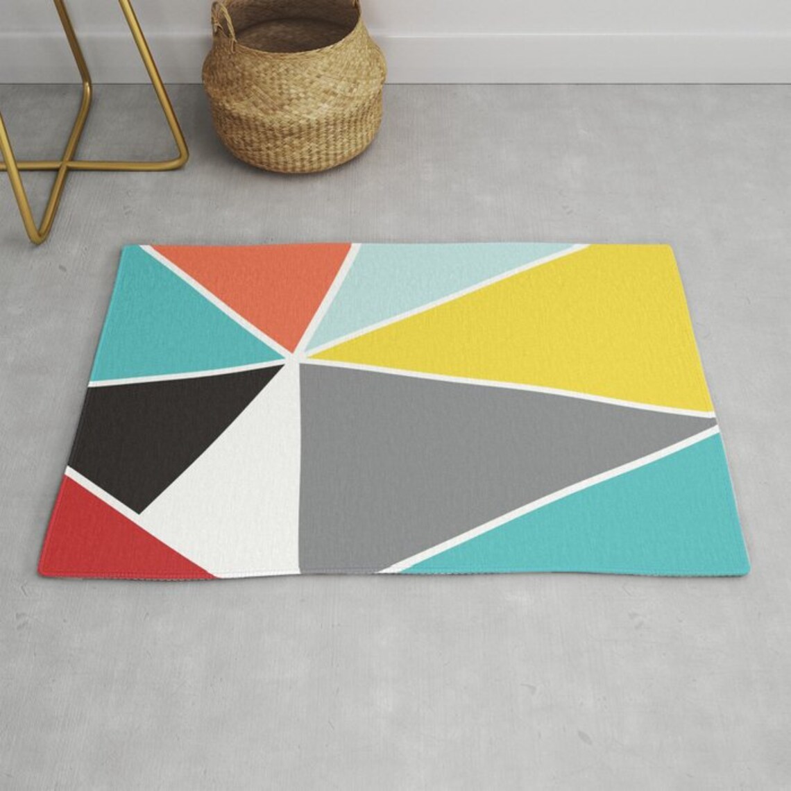 Geometric Triangles Area Rug Triangles Rug Mid Century Etsy