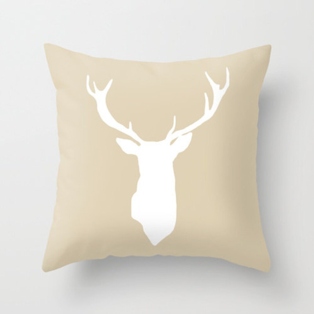 Deer Antlers Pillow Cover Tan Beige Modern Woodland Home Etsy