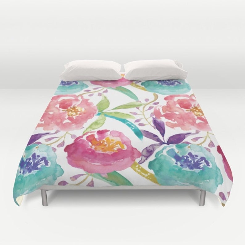 Floral Duvet Cover Modern Flowers Duvet Cover Modern Etsy