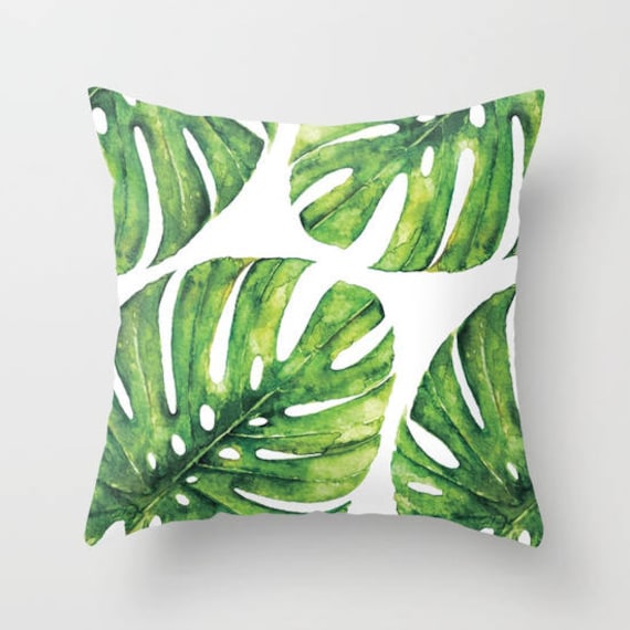 Monstera Leaf pillow with insert Cover Monstera Leaf Pillow Cover Abstract