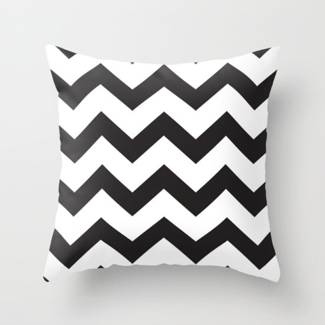 Black and White Chevron Pillow Black Chevron Pattern Pillow Etsy
