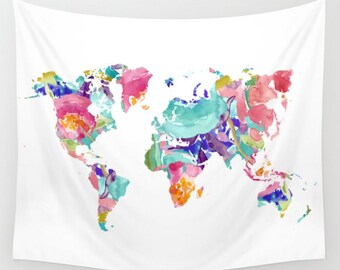 Map Tapestry Rainbow Tapestry World Map Wall Hanging Globe