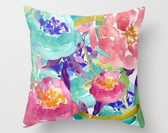 Almohada Floral Rosa Azulado - Cojín Floral - Almohada Floral - Decoración moderna del hogar - By Aldari Home