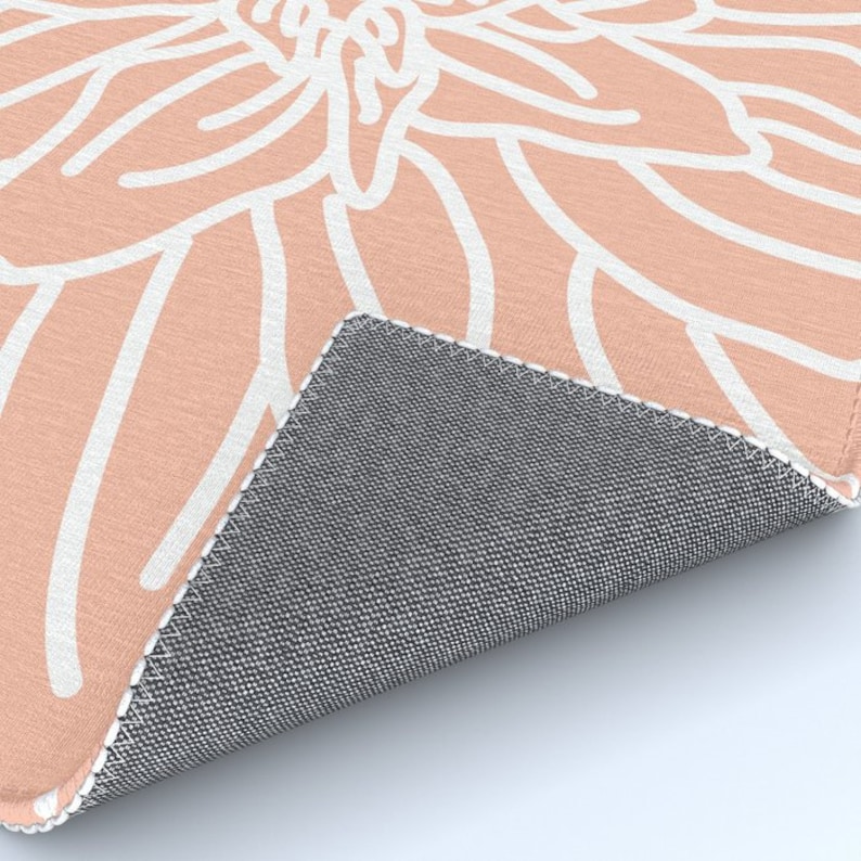 Peach Abstract Rug Peach Area Rug Abstract Flower Area Rug Modern Flower Rug Nursery Area ...