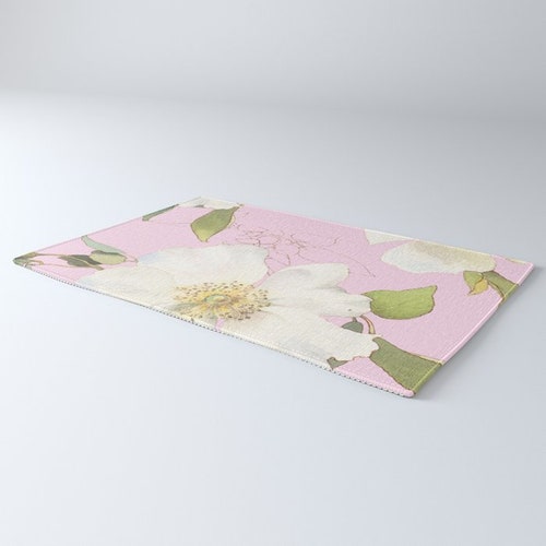 Floral Area Rug - Pink Floral Area sold Rug - Modern Flower Rug - Home Decor