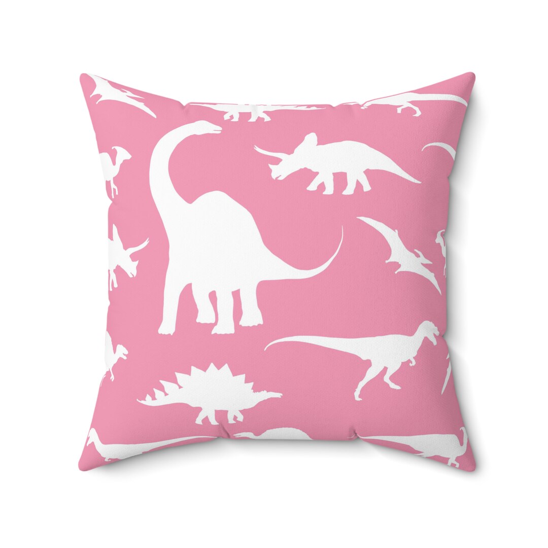 Pink Dinosaurs Pillow Cover Dinosaurs Decor Pillow With Insert Girl
