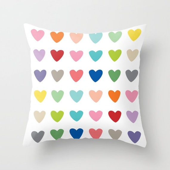 rainbow heart pillow