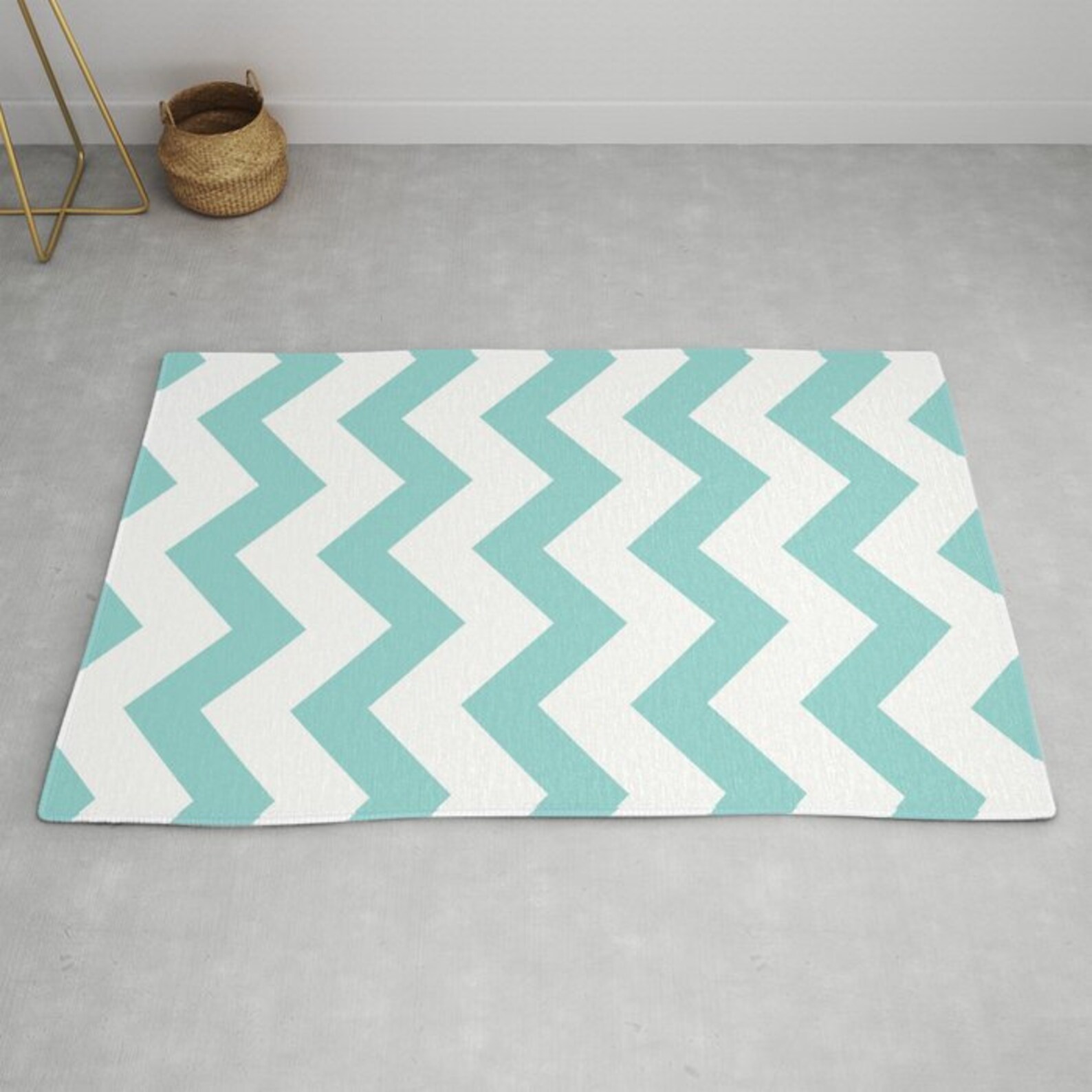 Blue Chevron Area Rug Blue and White Chevron Printed Rug Etsy