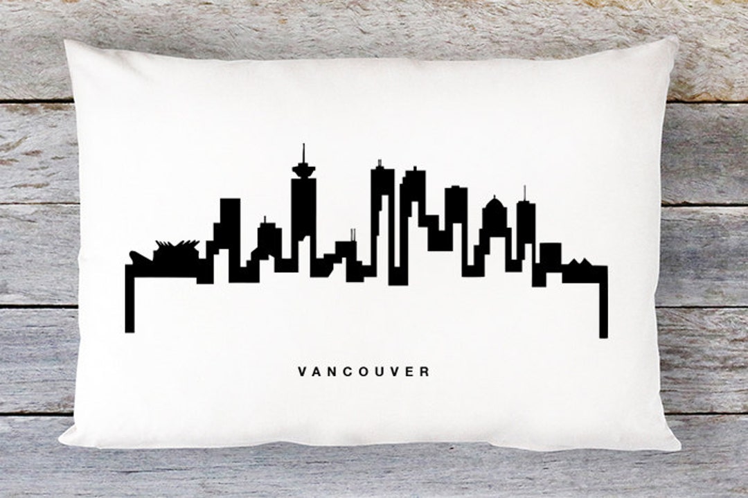 Vancouver Skyline Pillow Vancouver Cityscape Throw Pillow Etsy