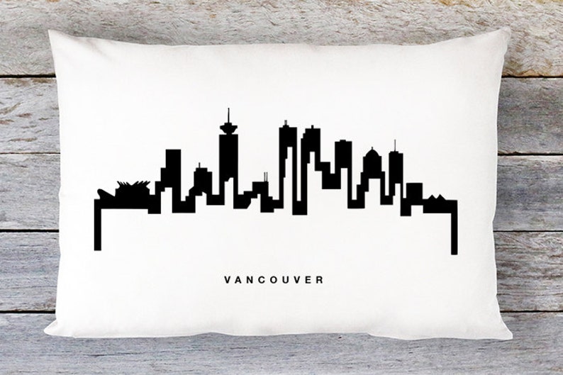 Vancouver Skyline Pillow Cover Vancouver Cityscape Throw Etsy