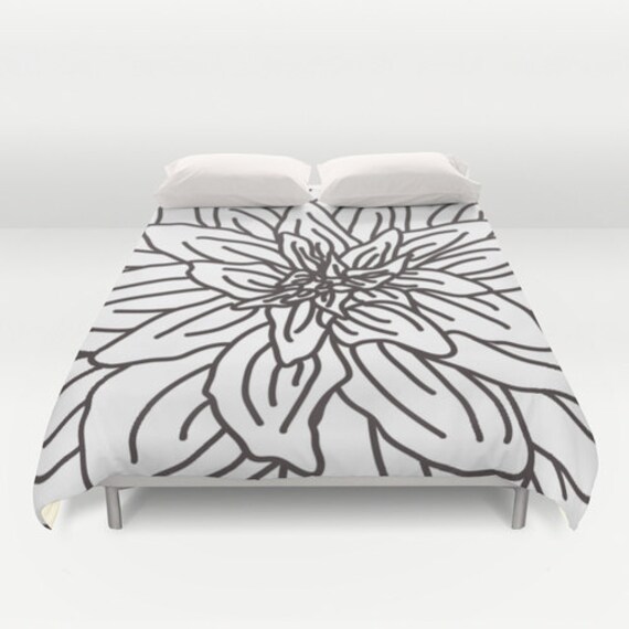 Modern Flower Duvet Cover Brown And White Image 0