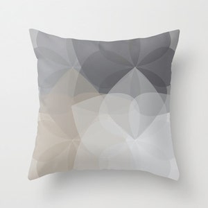 Geometric Flower Pillow  - Grey Taupe - Abstract Flower Throw Pillow - Neutral Colors - Accent Pillow - Modern Home Decor