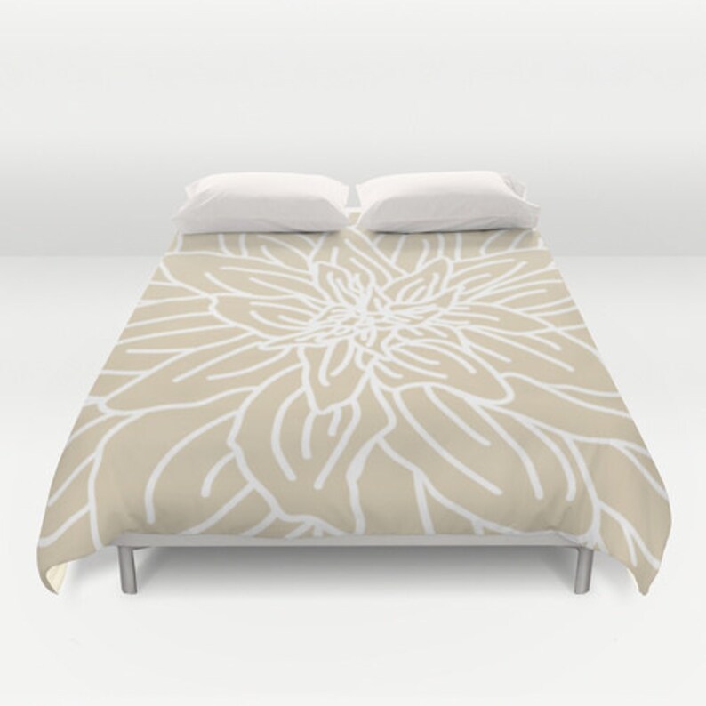 Modern Flower Duvet Cover Beige Tan Queen Size Duvet Cover Etsy