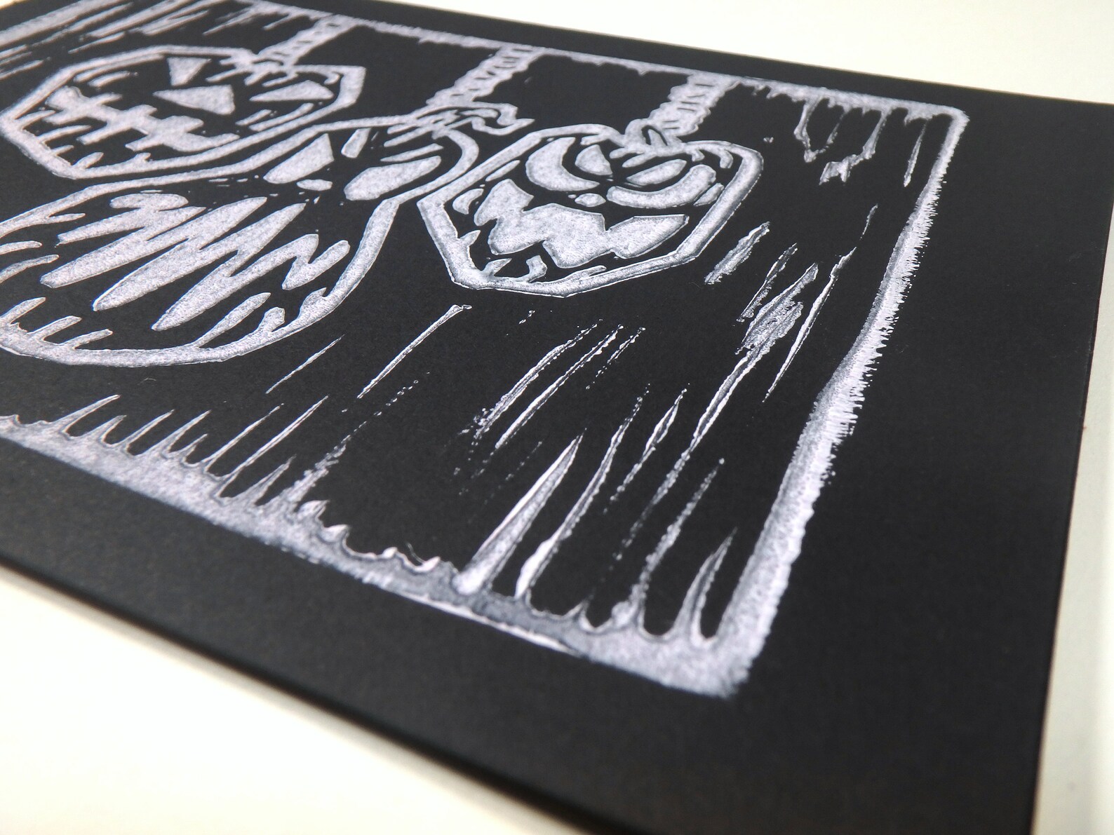 Jack OLanterns Halloween Pumpkin Trio Relief Print 5x7 | Etsy