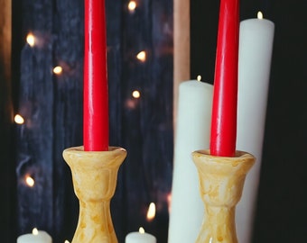 Ceramic candle holder - Yellow 2 pieces