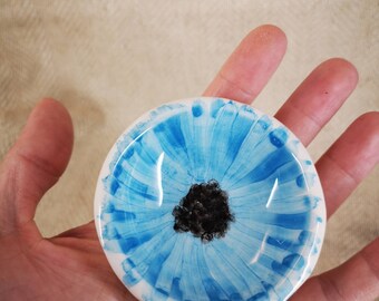 Ceramic cups, blue flower. 4 pieces