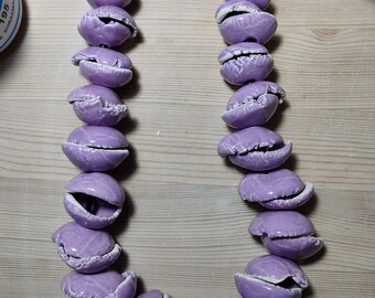 Ceramic necklace. Lilac earrings