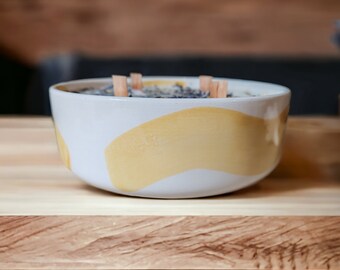 Handmade candle - Ceramic vase 18 cm Yellow