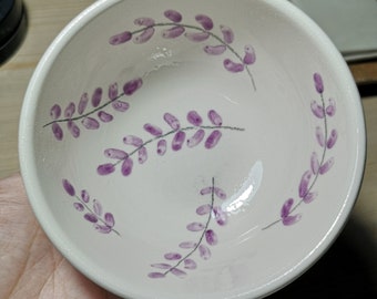 Ceramic bowl 12 cm diam. Purple sprig