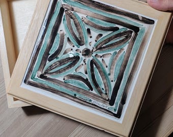 Wooden box with big ceramic tile