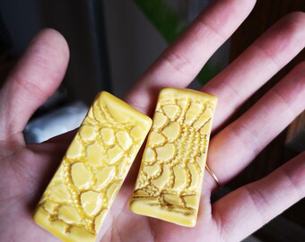 Ceramic cutlery or chopstick rest 6 cm Yellow - set 6pcs