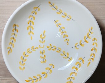 Ceramic Salad Bowl - Branch #labibiart Yellow