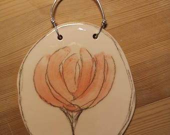 Illustration on ceramic Red flower