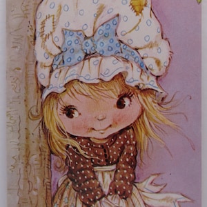 Glossy vintage postcard of a cute little girl, old postcard children, postcards girls