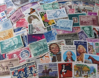 Francobolli vintage statunitensi, francobolli da 25, 50, 75 o 100 pezzi, francobolli usati, francobolli staccati dalla carta