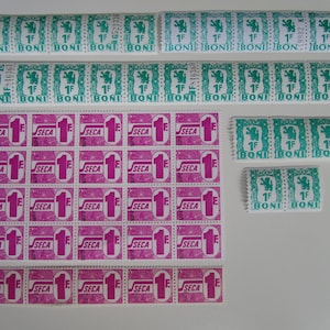 Savings stamps "Boni" or "Seca" for scrapbooking, set of 50 pcs, junk journals, crafts...