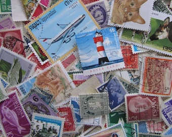 Worldwide off paper stamps, 25, 50, 75 or 100 vintage to modern used stamps from all over the world