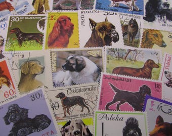 25 o 50 francobolli con cani di diversi paesi, set di 25 o 50 francobolli con cani, francobolli con cani non usati e usati