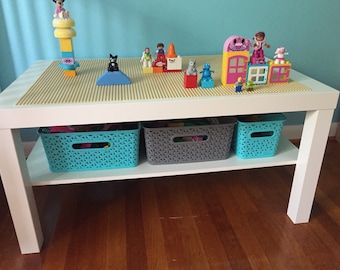 Building block table 35" by 21" with storage shelf(custom color options)