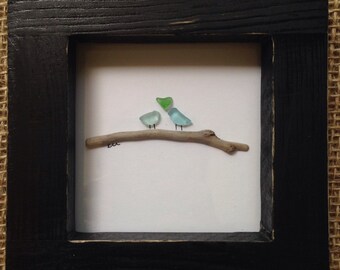 Love Birds Sea Glass Picture