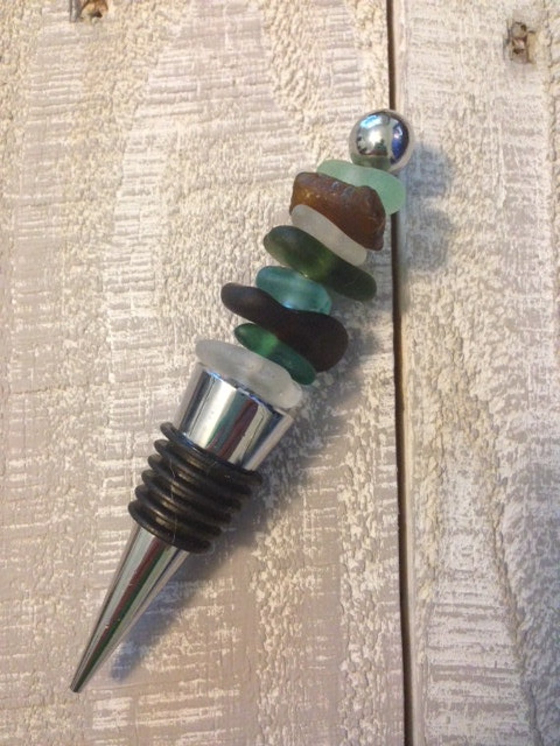 Sea Glass Wine Bottle Stopper Etsy