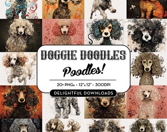 Poodle Clipart | Cute Dog Clipart | Digital Download | Poodle Bundle PNG | Poodle Illustration | Junk Journal | Poodle Scrapbook