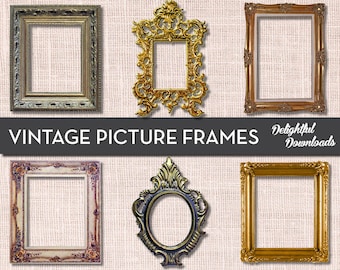 ClipArt di cornice vintage antica per collage digitale, scrapbooking, cartoline, stampe