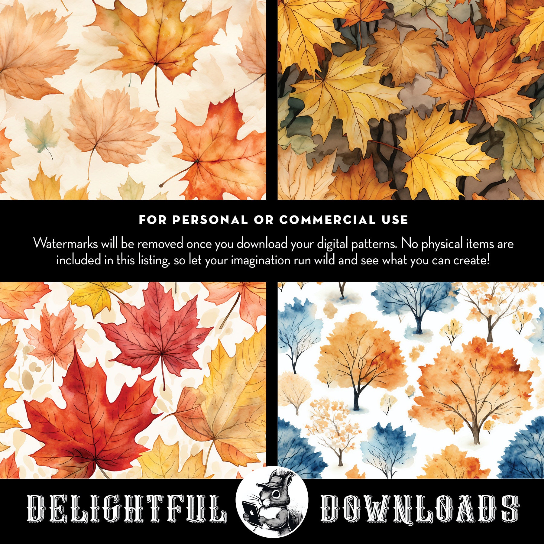 Watercolor Fall Leaves Clipart Autumn Leaves Digital Paper - Etsy