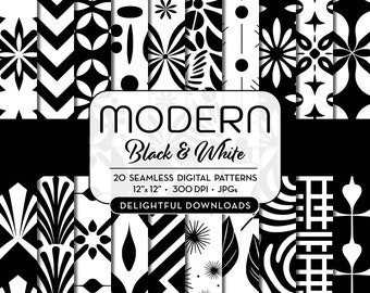 Black and White Seamless Patterns - Digital Paper Pack - 24 Jpegs ...