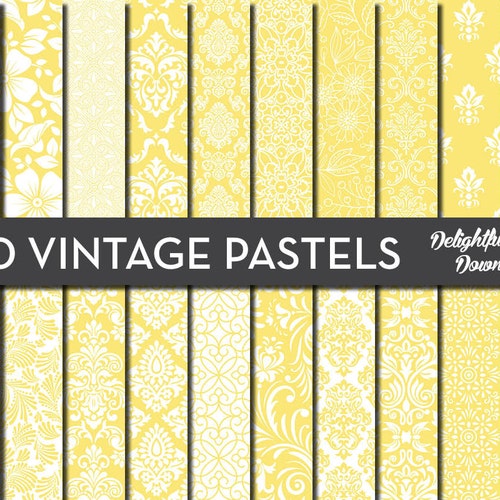 Yellow Floral Digital Paper 20 VINTAGE PASTEL Etsy