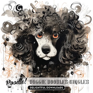 Single Poodle Clip Art Image, Doggie Doodle drawing of a Poodle, perfect for crafts, gifts, decor, commercial use