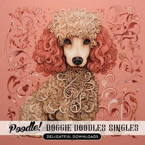 Single Poodle Clip Art Image, Doggie Doodle drawing of a Poodle, perfect for crafts, gifts, decor, commercial use