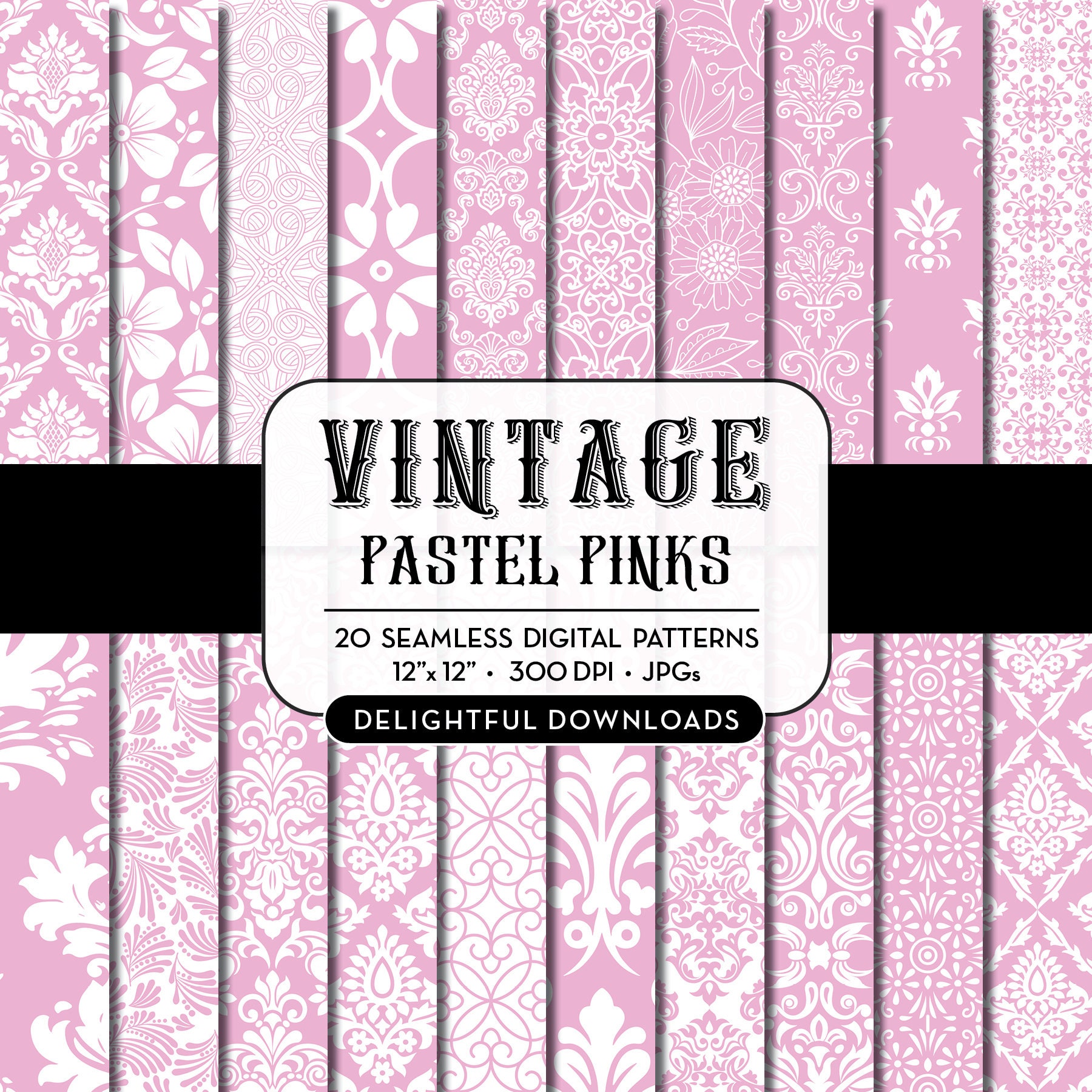 Hot Pink Digital Paper Pack Hot Pink Scrapbook Paper Commercial Use  Backgrounds: Hot Pink Chevron, Polkadots, Stripes, Stars, Gingham 