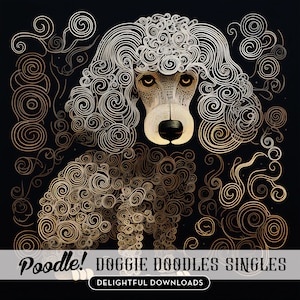 Single Poodle Clip Art Image, Doggie Doodle drawing of a Poodle, perfect for crafts, gifts, decor, commercial use